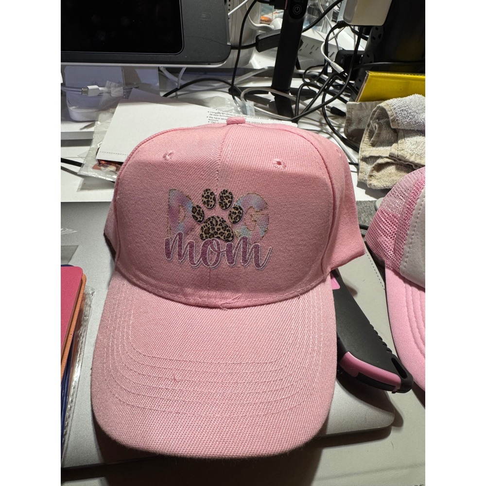 Dog Mom Pink Baseball Cap Hat Leopard Paw Print Tie Dye Graphic Adjustable